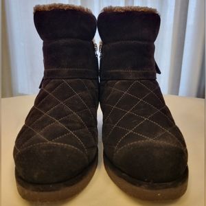 Chanel Black Suede Quilted Boots size 35.5